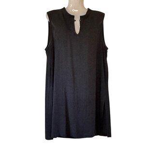 Eileen Fisher Linen Blend Tunic Black Sleeveless Long Length BOHO Coastal Medium